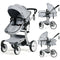 Folding Aluminum Infant Reversible Stroller with Diaper Bag