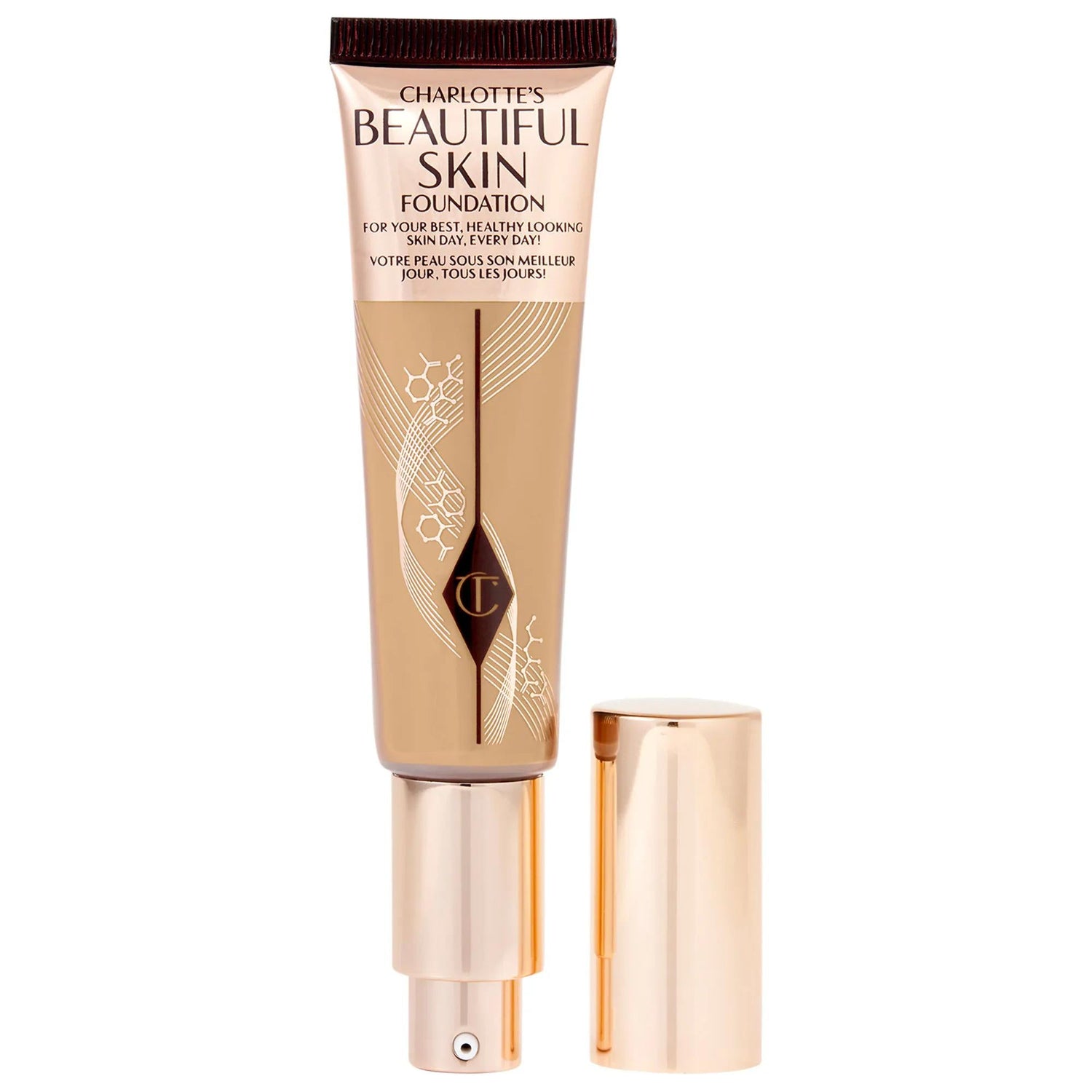 Charlotte Tilbury Beautiful Skin Medium Coverage Liquid Foundation with Hyaluronic Acid - Vegan, Cruelty-Free, 16-Hour Wear