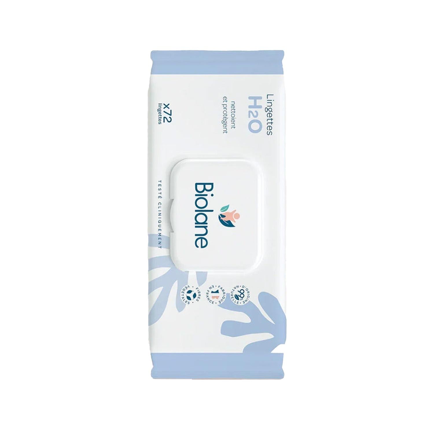 Biolane H2O Wipes Baby Wipes - 72 Count, Gentle & Natural Cleaning for Babies