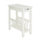 2-Tier End Table with Pull-out Tray and Solid Rubber Wood Legs
