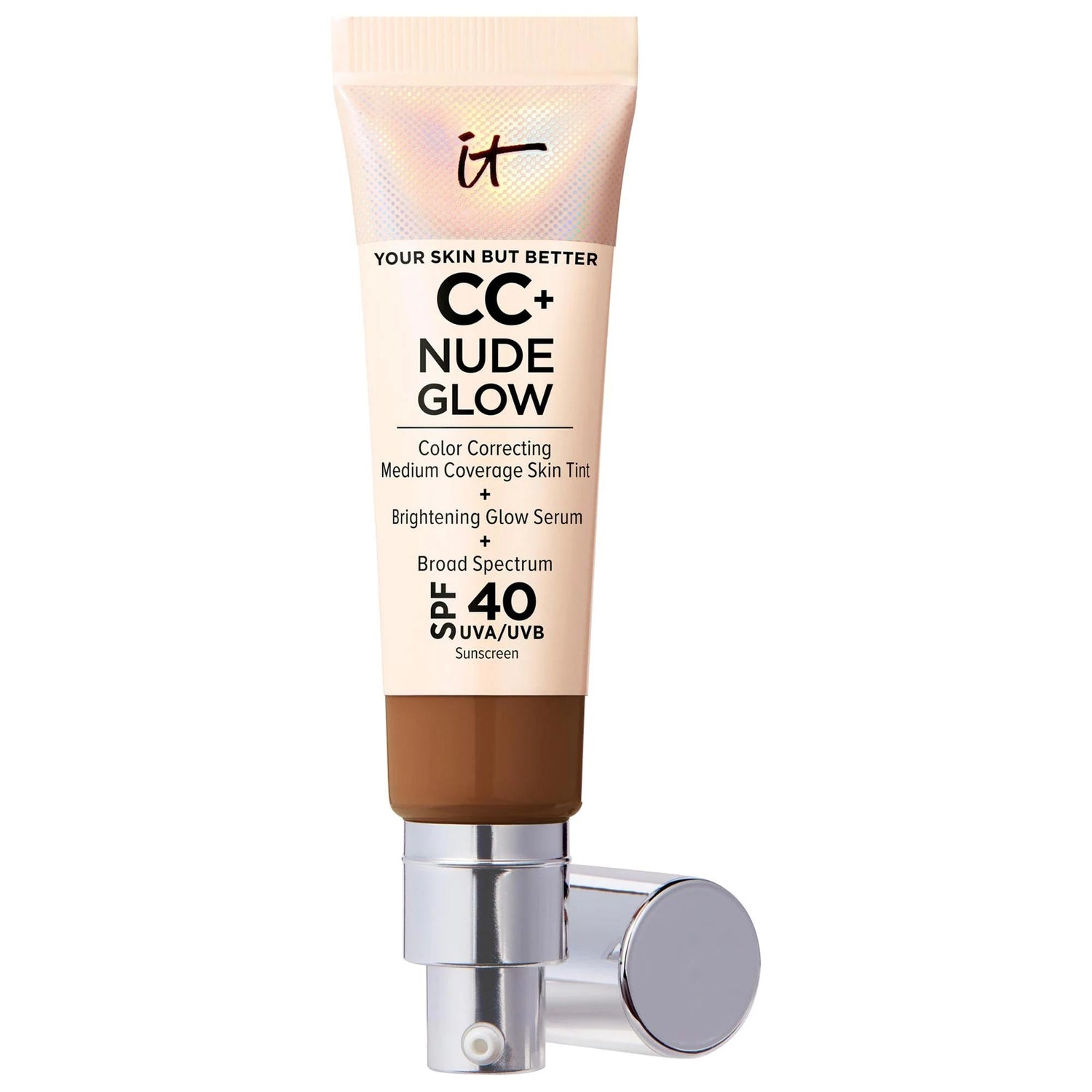 CC+ Nude Glow Lightweight Foundation + Glow Serum with SPF 40 and Niacinamide - Color-Correcting, Medium Coverage Liquid Foundation for Radiant Finish