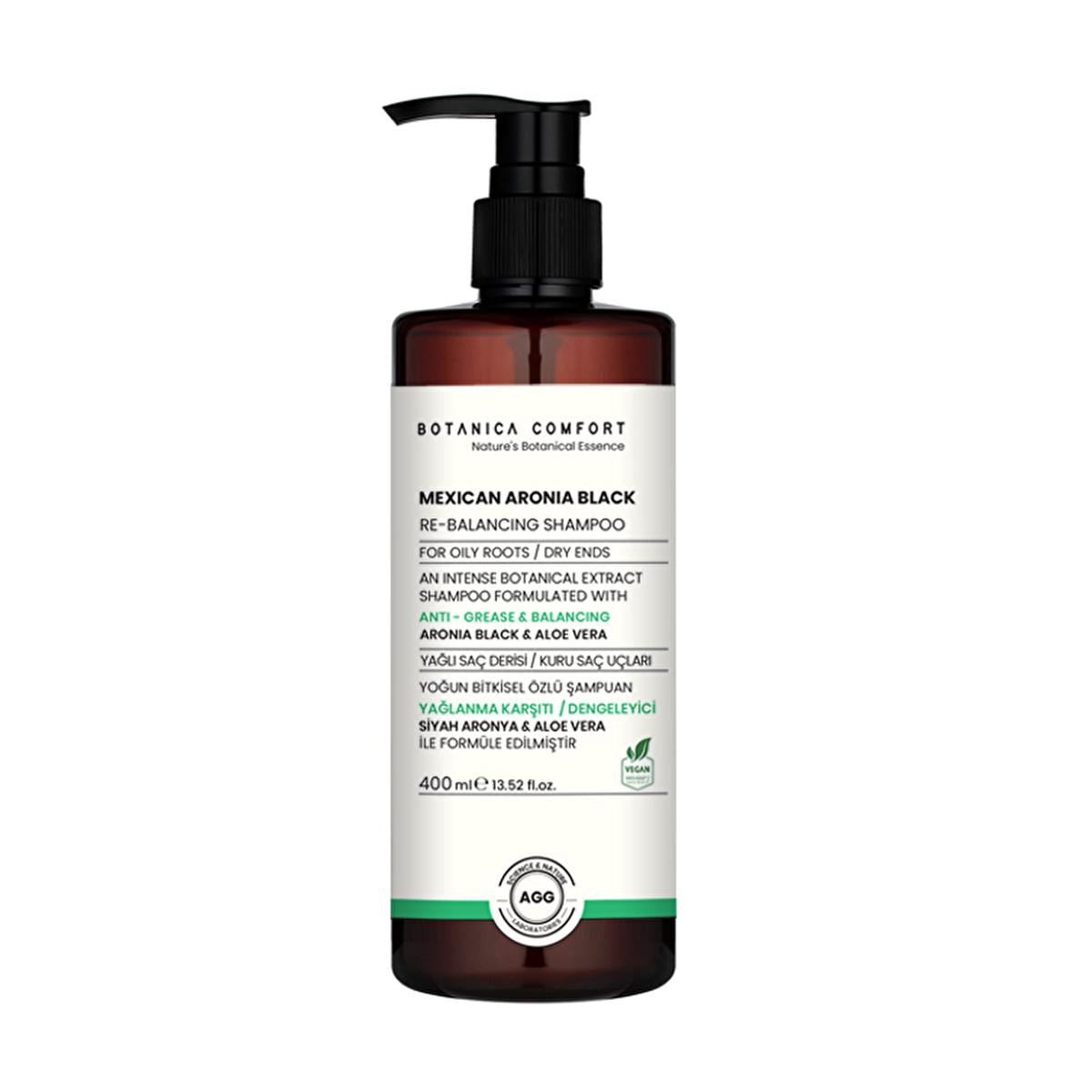 Botanica Comfort Mexican Aronia Black Re-Balancing Shampoo 400ml - Balancing, Natural, and Nourishing for Oily Roots and Dry Ends
