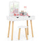 Kid Vanity Table Chair Set with Mirror and 2 Large Storage Drawers