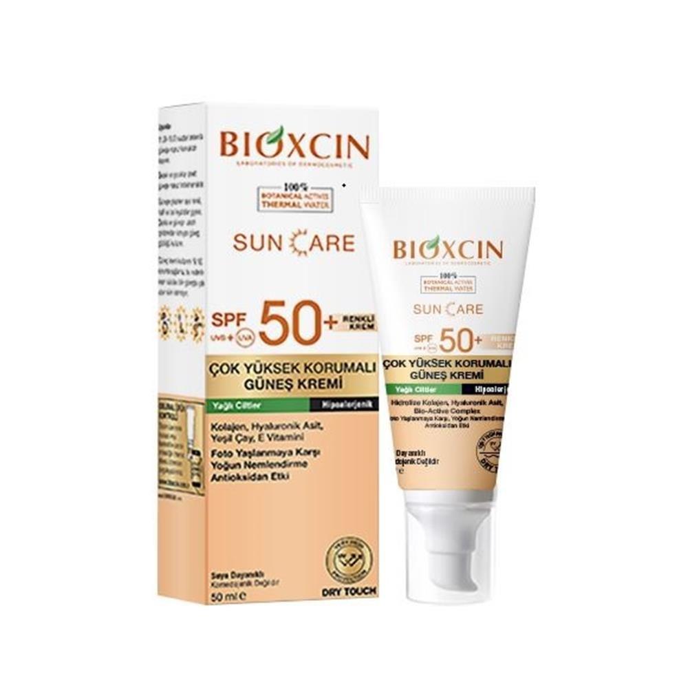 Bioxcin Sunscreen for Oily Skin - SPF50+ Colored Sun Cream 50ml - High UV Protection