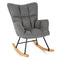 Linen Nursery Rocking Chair with High Backrest and Padded Armrests