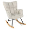 Linen Nursery Rocking Chair with High Backrest and Padded Armrests