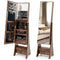 Freestanding Full Length LED Mirrored Jewelry Armoire with 6 Drawers
