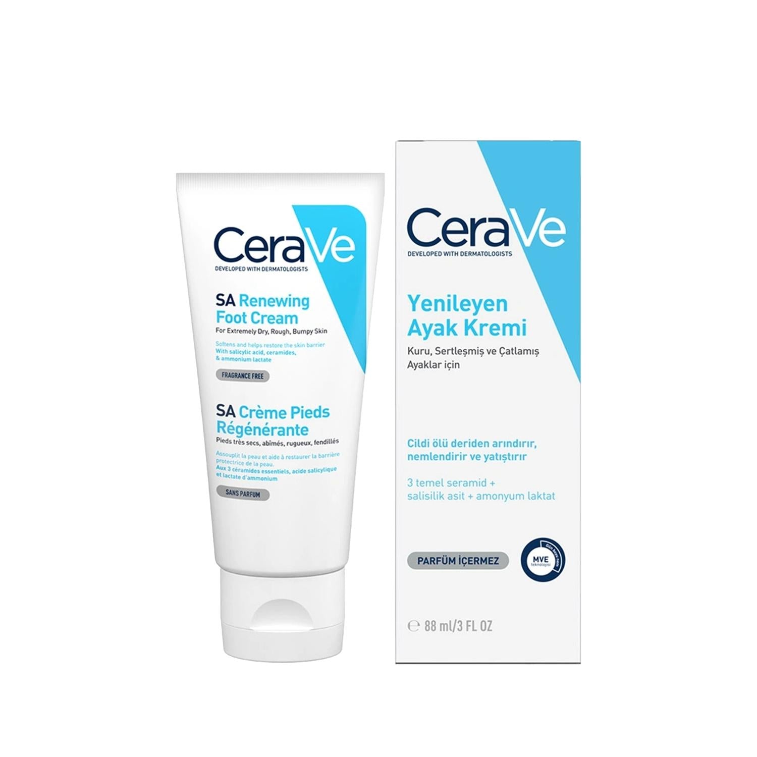CeraVe Moisturizing Foot Cream - Renewing Formula for Dry Foot Skin, 2.98 fl oz