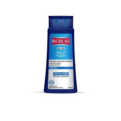 Bioblas Anti-Dandruff Shampoo for Men with Menthol & Apple Vinegar, 12.17 fl oz - Thermal Water & Zinc for Dandruff Control