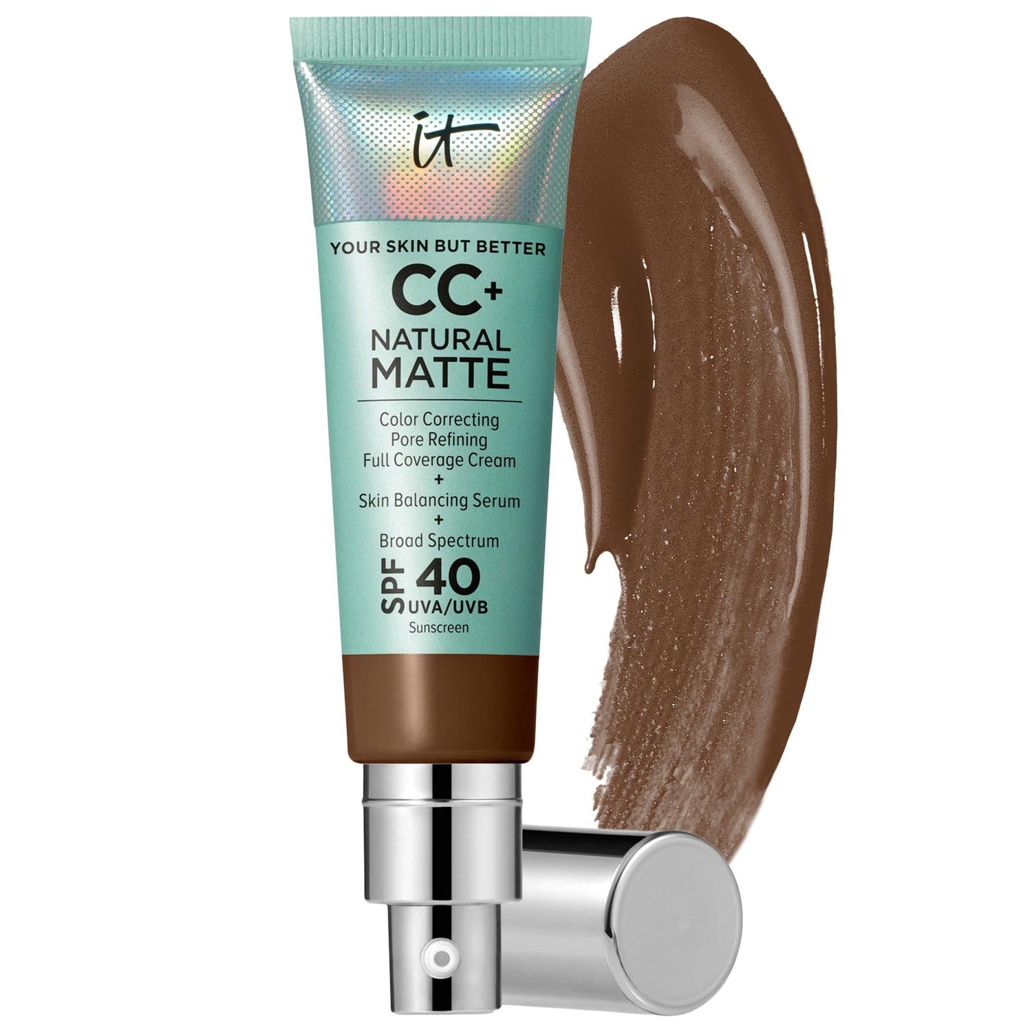 CC+ Cream Natural Matte Foundation with SPF 40 by IT Cosmetics - Full Coverage, Non-Comedogenic, Vegan Makeup