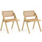 Foldable Dining Chairs Set of 2 with Woven Rattan Backrest
