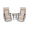 3 Pieces Folding Portable Zero Gravity Reclining Lounge Chairs Table Set