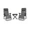 3 Pieces Folding Portable Zero Gravity Reclining Lounge Chairs Table Set