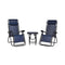 3 Pieces Folding Portable Zero Gravity Reclining Lounge Chairs Table Set