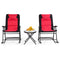 3 Pcs Outdoor Folding Rocking Chair Table Set with Cushion