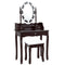Oval Mirror Vanity Set with 10 LED Dimmable Bulbs and 3 Drawers