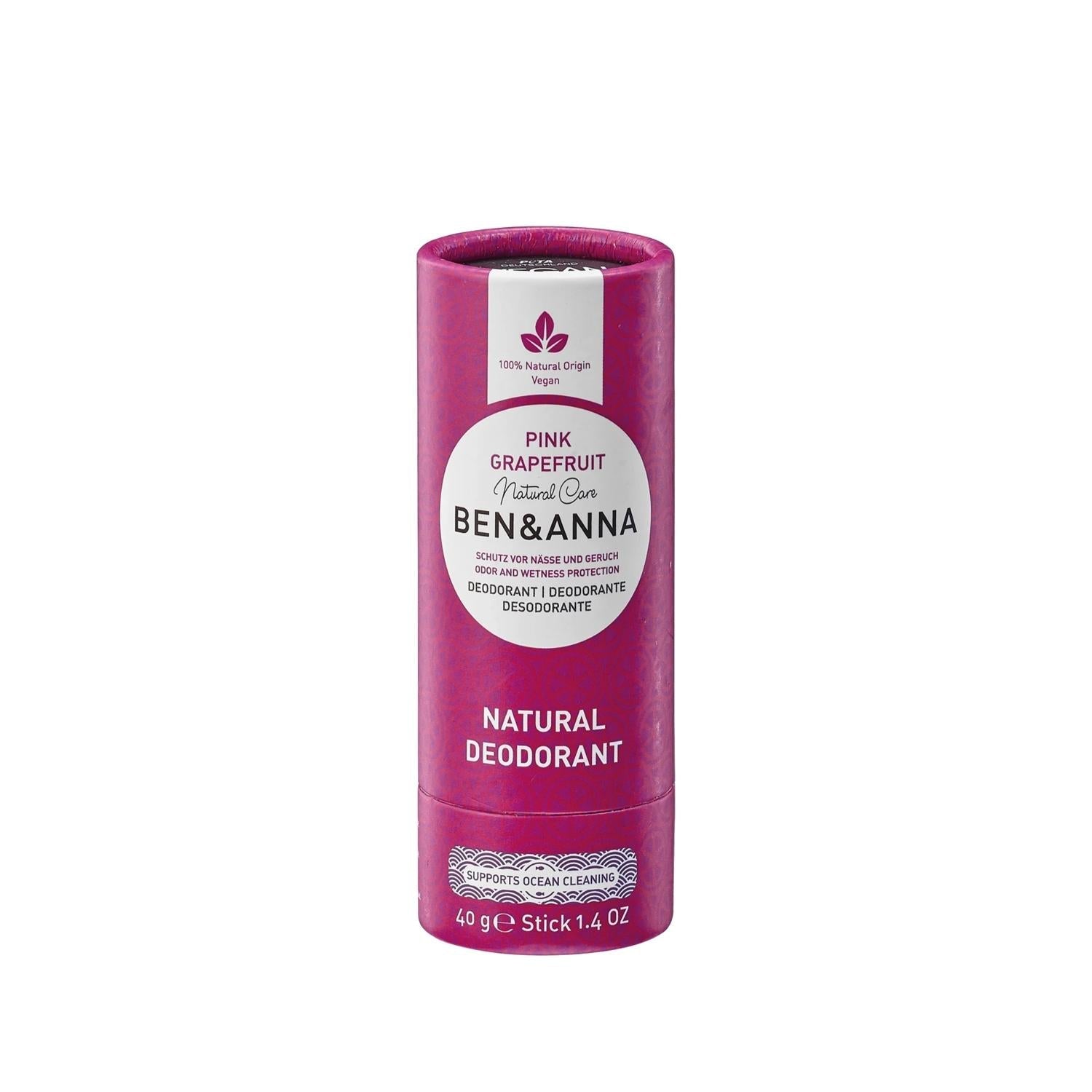 BEN & ANNA Natural Deodorant - Pink Grapefruit Scent, Chemical-Free, Eco-Friendly Personal Care for Sensitive Skin