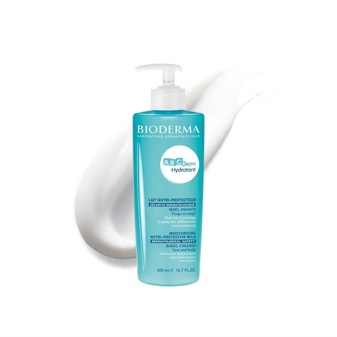 Bioderma Abcderm Hydratant 500ml - Hypoallergenic Baby Moisturizer, Fragrance-Free Skincare for Sensitive Skin