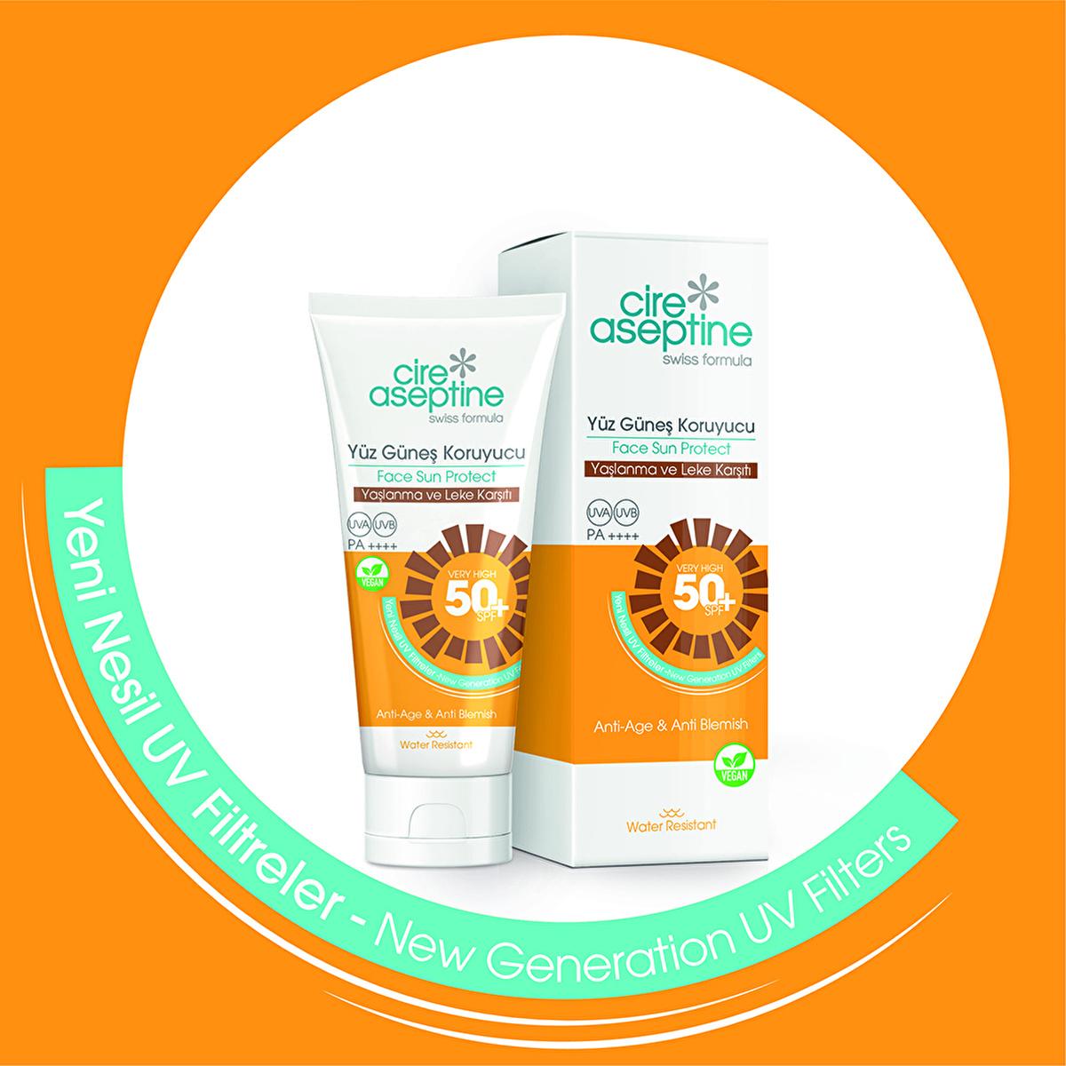 Cire Aseptine 50+ SPF Anti-Aging Sunscreen Cream - UVA/UVB Protection, Vegan Formula, Blemish Control - 50ml
