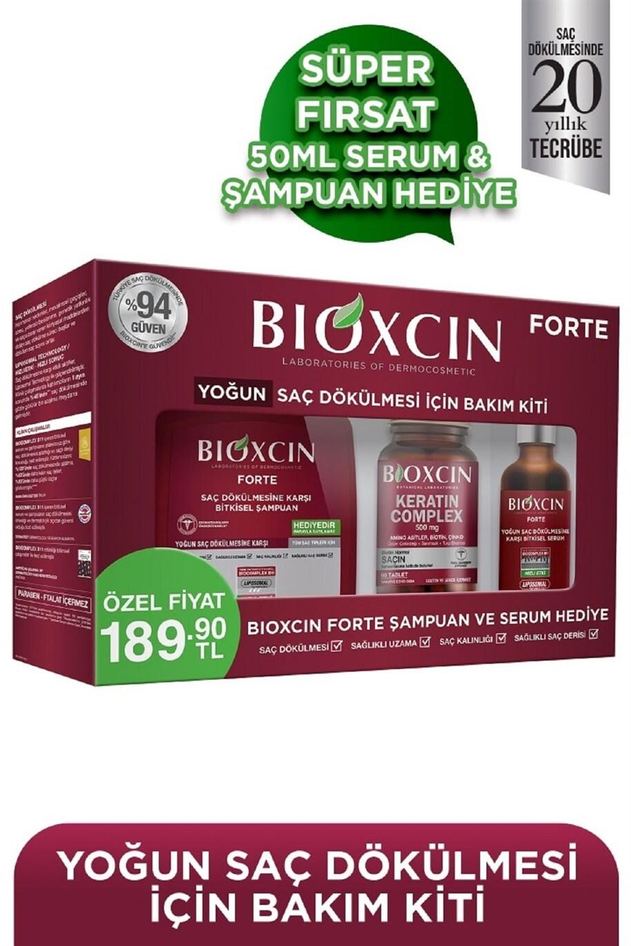 Bioxcin Hair Care Kit - Intense Hair Loss Solution with Herbal Shampoo, Serum & Keratin Supplement