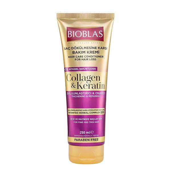 Bioblas Hair Care Cream with Collagen & Keratin - Anti-Hair Loss, Nourishing, and Shine Enhancement for Thin Hair