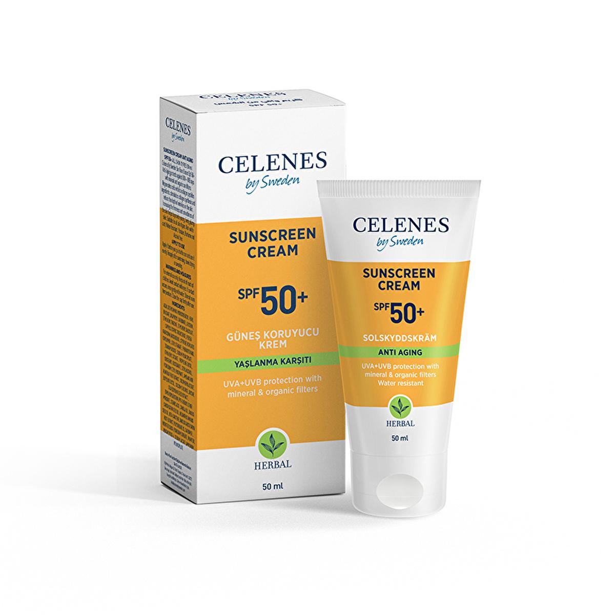 Celenes Herbal: SPF 50+ Anti-Aging Sunscreen - Protect & Rejuvenate Sensitive Skin with Collagen, Fragrance & Paraben Free, Water Resistant - 1.69 fl oz