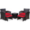 5 Pieces Patio Rattan Furniture Set with Ottoman and Tempered Glass Coffee Table-Gray