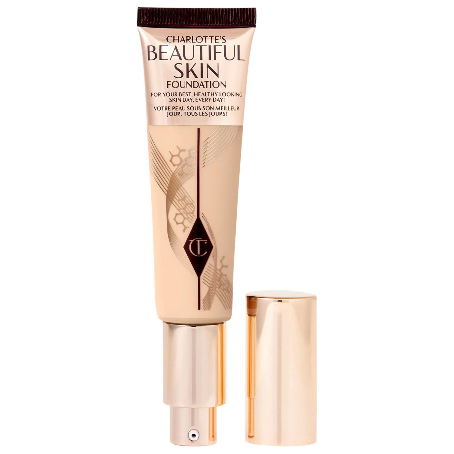 Charlotte Tilbury Beautiful Skin Medium Coverage Liquid Foundation with Hyaluronic Acid - Vegan, Cruelty-Free, 16 Hour Wear