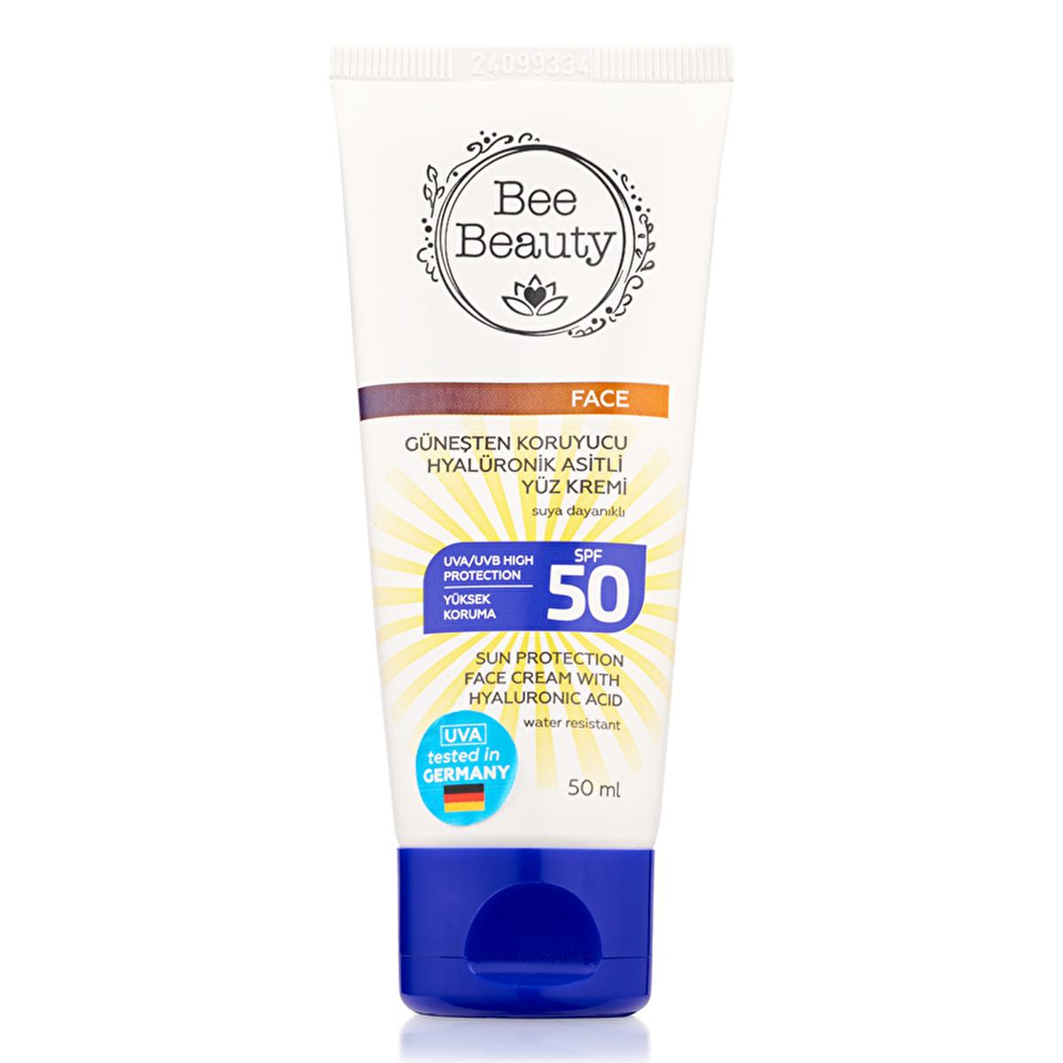 Bee Beauty Sunscreen Face Cream with Hyaluronic Acid - Dermatologically Tested, Water-Resistant, Anti-Aging Face Moisturizer