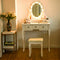 5 Drawers Vanity Table Stool Set with 12-LED Bulbs