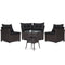 4 Pieces Patio Rattan Furniture Set Cushioned Sofa Glass Table