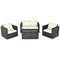 4 Pieces Patio Rattan Conversation Set with Cushions and Coffee Table-Black