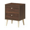 2-Drawer Nightstand Beside End Side Table with Rubber Legs
