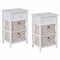 3 Tier Set of 2 Wood Nightstand with 1 and 2 Drawer