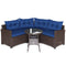 4 Pieces Patio Rattan Furniture Set Cushioned Sofa Glass Table
