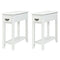 2 Pieces 2 Tier Sofa Side End Table with Drawer and Open Shelf
