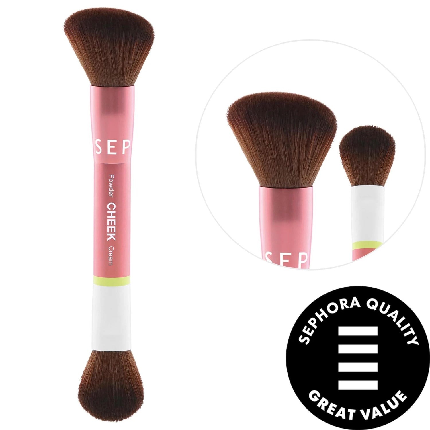 BEAUTYBLENDER Dual Ended Cheek Brush Ð Vegan Makeup Brush for Cream, Powder & Liquid Blush, Contour, and Seamless Blending