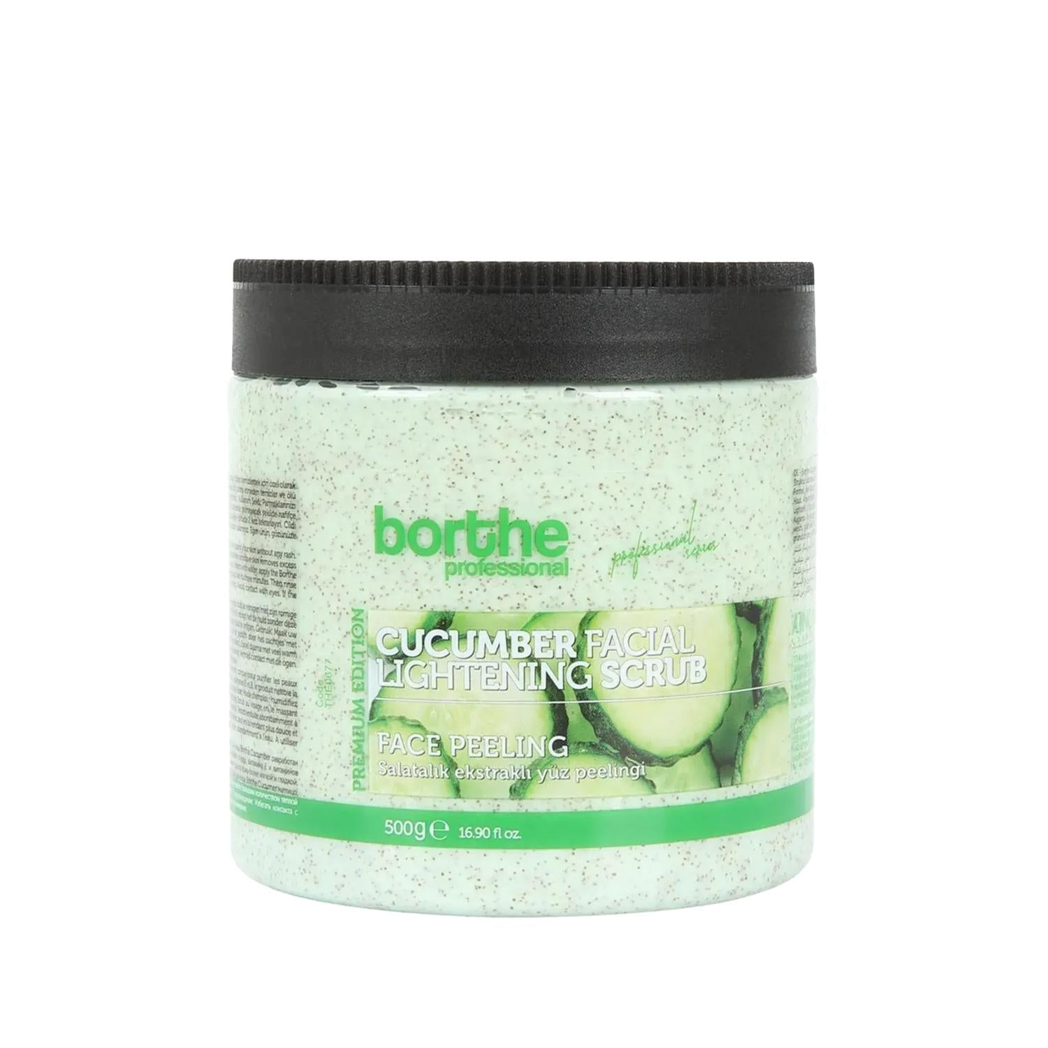 Borthe Professional Cucumber Face Scrub - 500g Soothing Exfoliant for Sensitive Skin, Natural Skincare