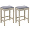 2 Pieces 25 Inch Upholstered Bar Stool Set with Solid Rubber Wood Frame and Footrest