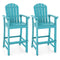 Set of 2 Counter Height Outdoor HDPE Bar Stool with Armrests and Footrest