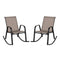 Set of 2 Metal Patio Rocking Chair with Breathable Seat Fabric