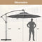 10 Feet 360° Rotation Solar Powered LED Patio Offset Umbrella without Weight Base-Gray