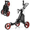 Folding 3 Wheels Golf Push Cart with Bag Scoreboard Adjustable Handle