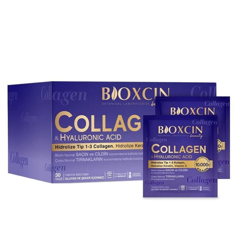 Bioxcin Beauty Collagen Supplement - 30 Sachets with Hydrolyzed Collagen, Hyaluronic Acid & Biotin for Skin, Hair & Nail Health