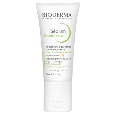 Bioderma Sebium Global Cover Foundation and Treatment Cream - Lightweight, Non-Comedogenic Makeup for Acne-Prone Skin