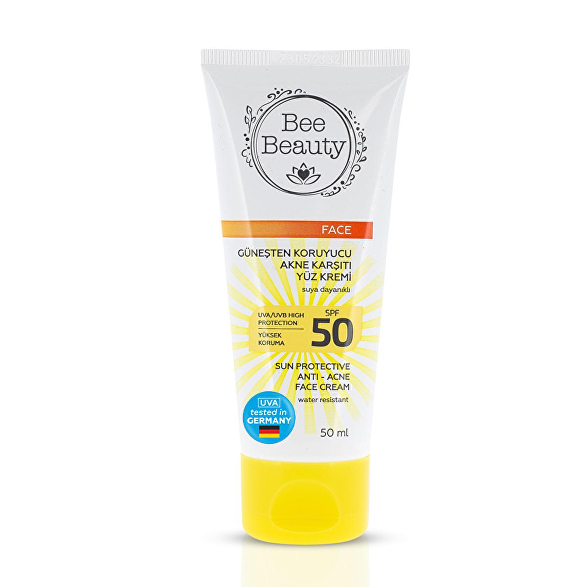 Bee Beauty Anti-Acne Sunscreen Face Cream with Matte Finish - 50ml, Dermatologically Tested, Water-Resistant