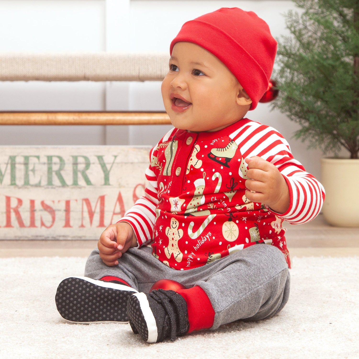 Baby Boy's Christmas Bamboo Set