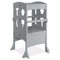 Folding Wooden Step Stool with Lockable Safety Rail for Toddler 3+