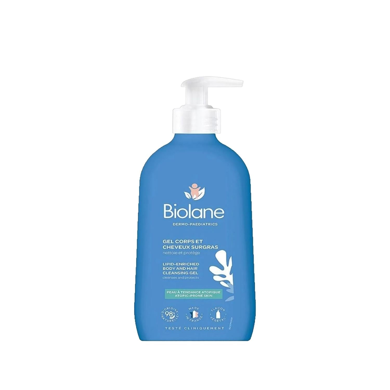 Biolane Children's Gentle Body & Hair Cleanser - Lipid Enriched, Dermo-Pediatric Approved, 11.85 fl oz
