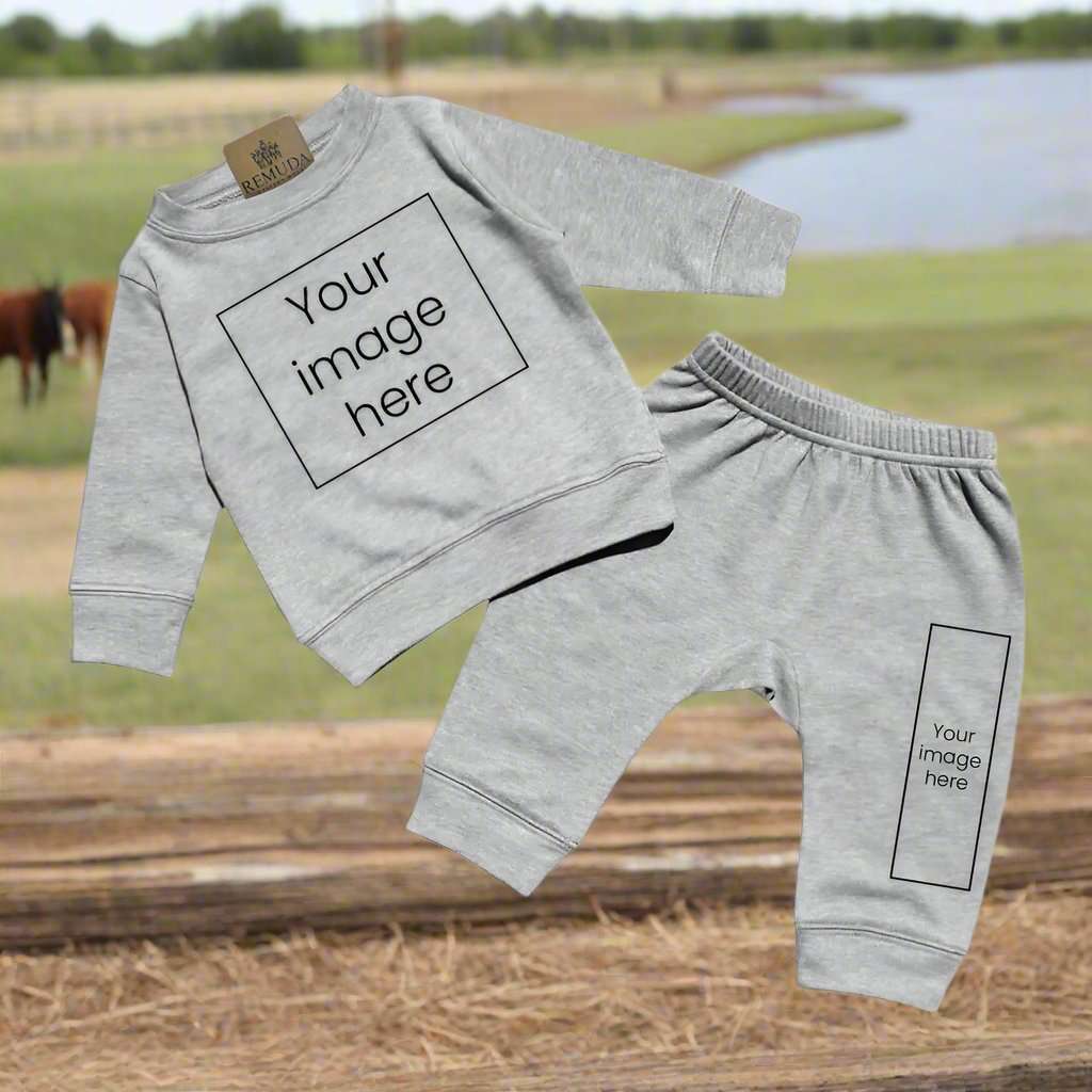Blank 2 Piece Infant Sweatsuit Outfit for Custom Designs